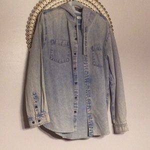 PacSun Light Blue Denim Hoodie Shirt